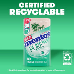 Mentos | Pure Fresh Spearmint Sugar Free Chewing Gum 80 pcs
